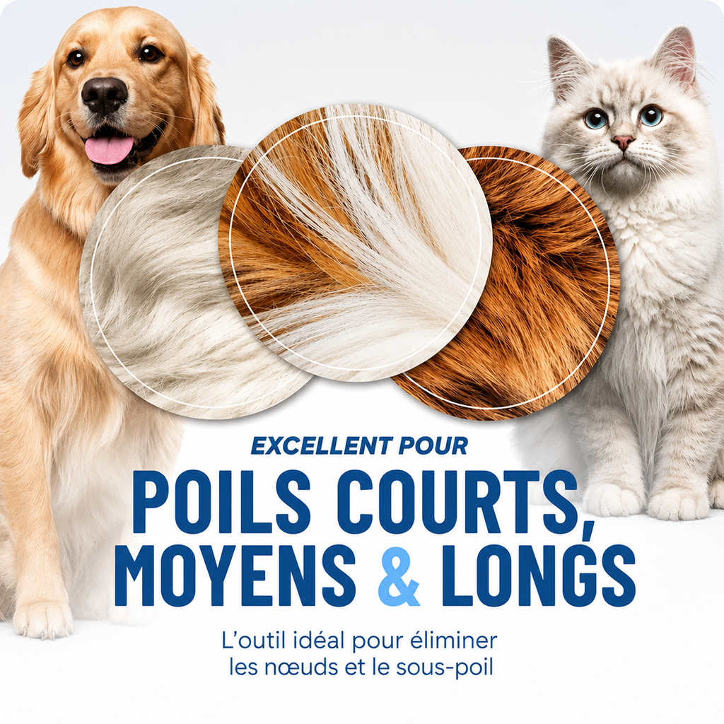 Outil de démêlage professionnel pour chiens et chats – Doux, efficace et pour une maison sans poils HappyPets
