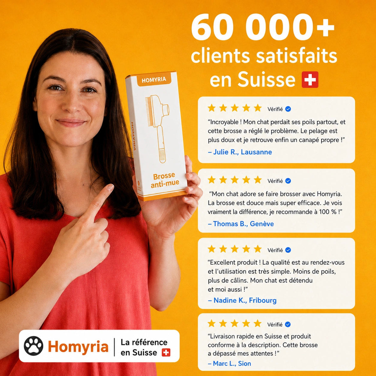 Brosse anti-mue pour chat Homyria Homyria