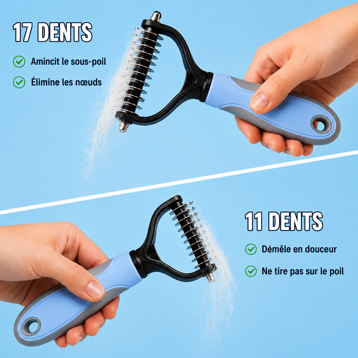 Outil de démêlage professionnel pour chiens et chats – Doux, efficace et pour une maison sans poils HappyPets