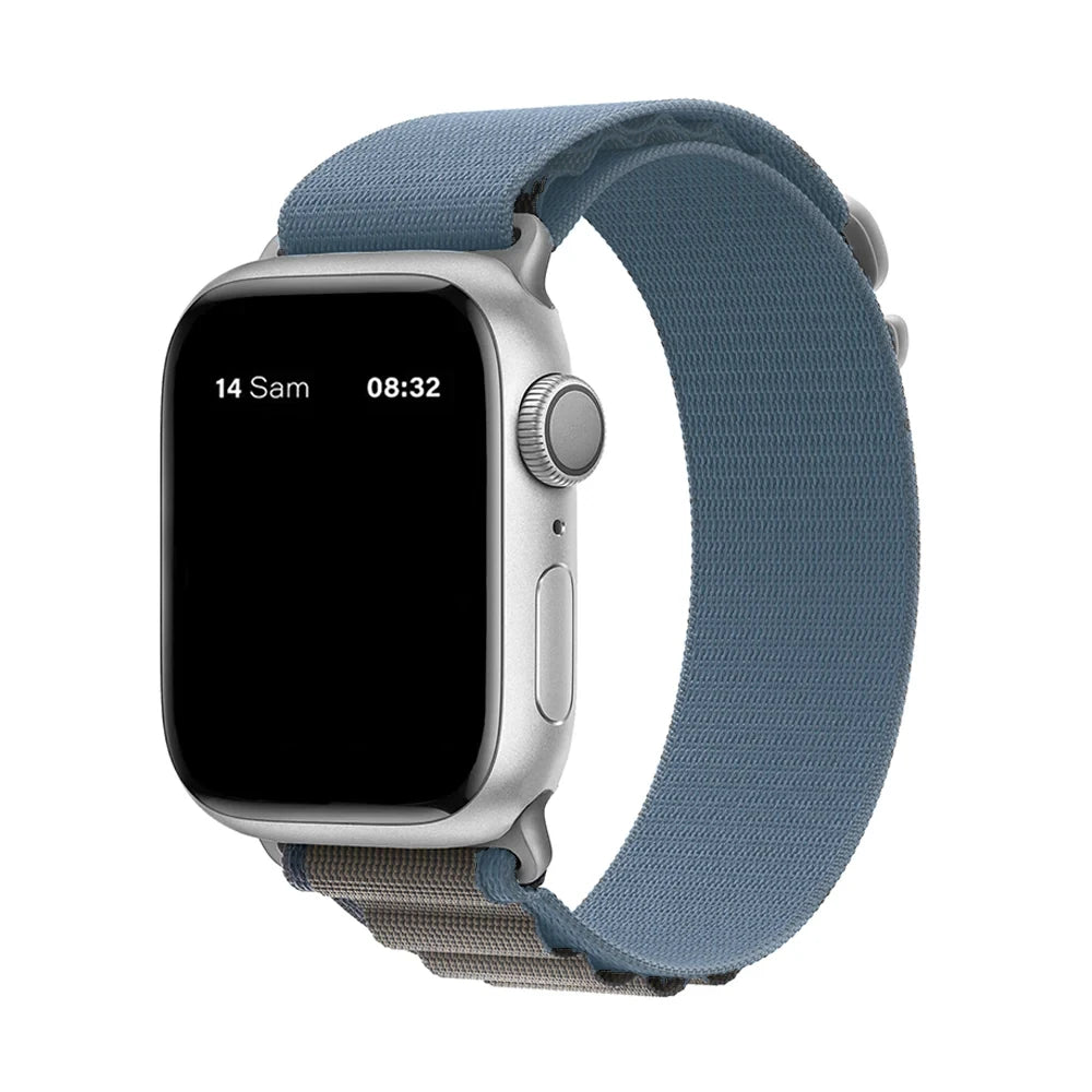 Bracelet nylon sportif Homyria — couleur Bleu clair, finition Argent