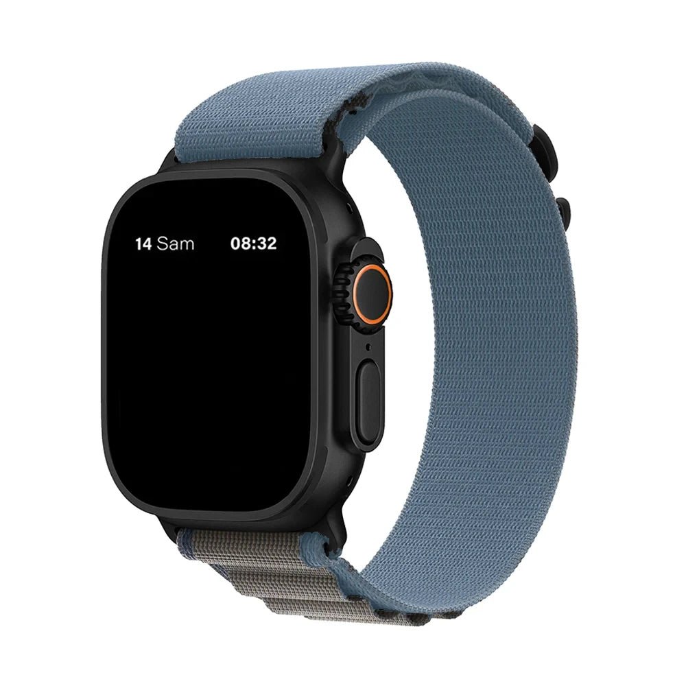 Bracelet nylon sportif Homyria — couleur Bleu clair, finition Noir