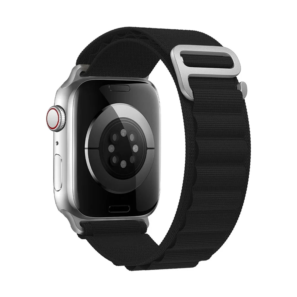 Bracelet nylon sportif Homyria — couleur Noir, finition Argent
