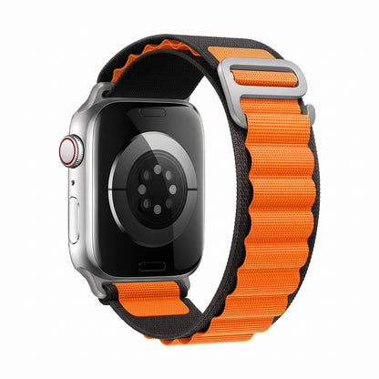 Bracelet nylon sportif Homyria — couleur Noir et orange, finition Argent