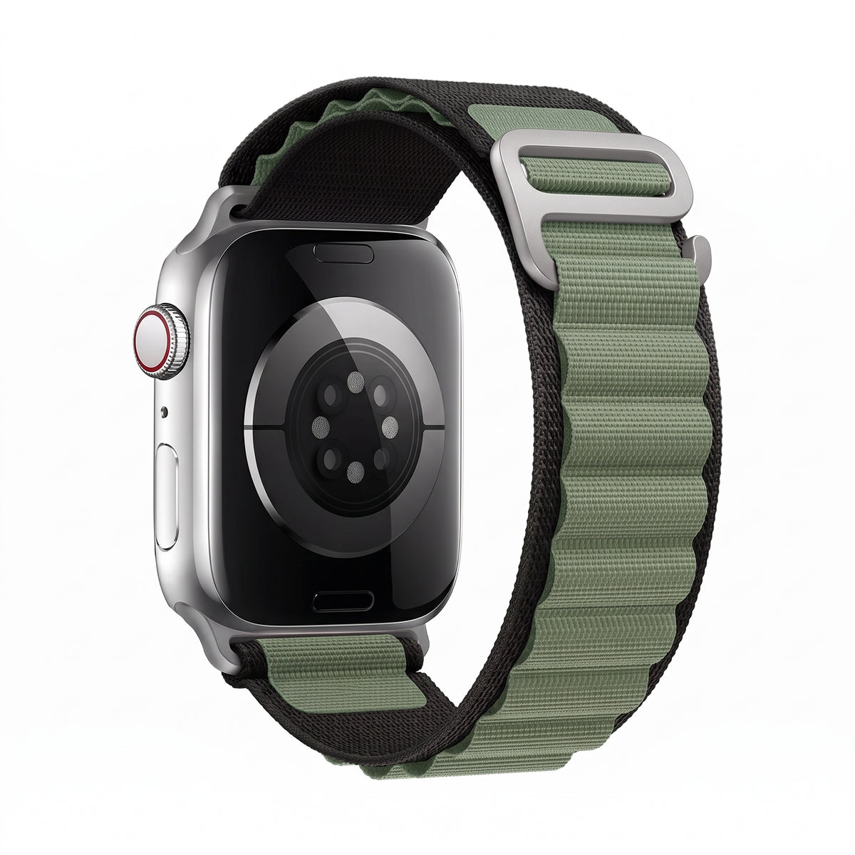 Bracelet nylon sportif Homyria — couleur Noir et vert, finition Argent