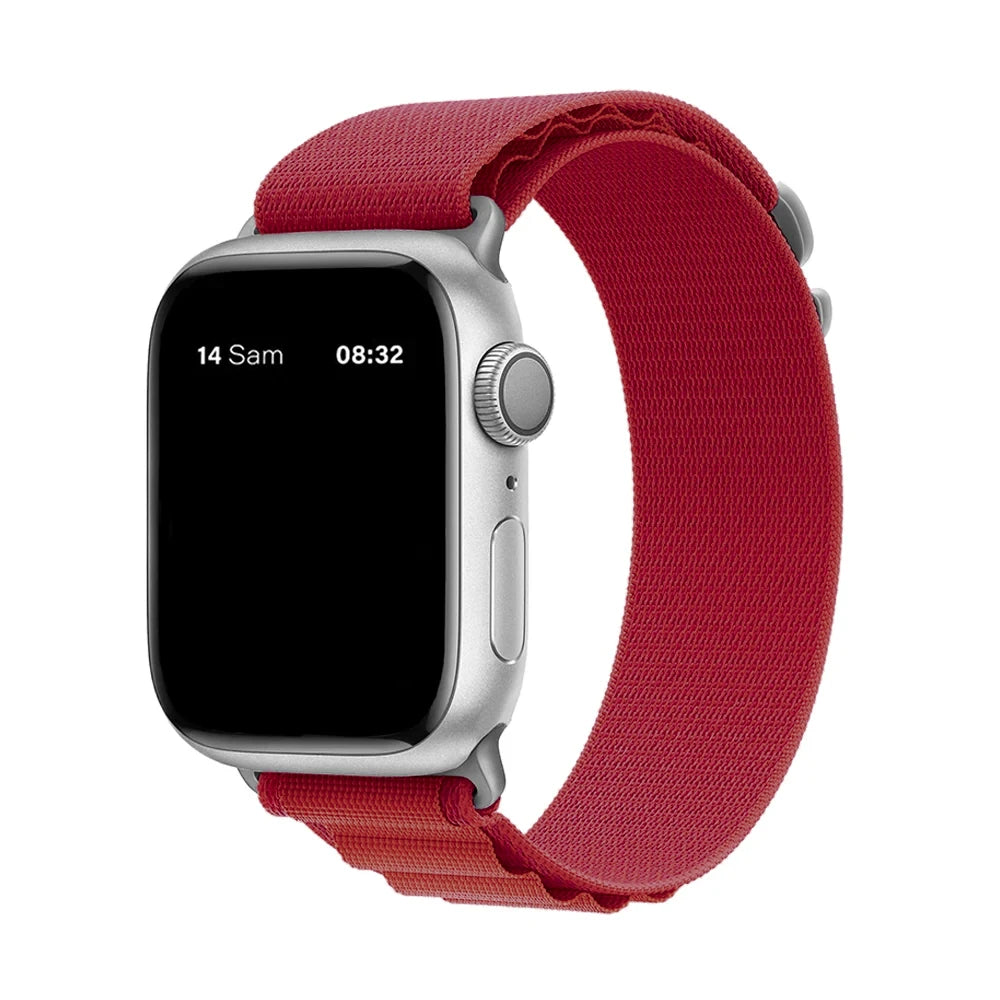 Bracelet nylon sportif Homyria — couleur Rouge, finition Argent