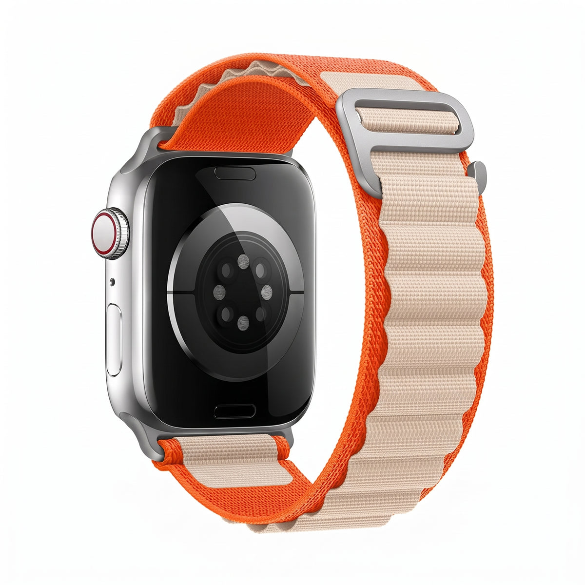 Bracelet nylon sportif Homyria — couleur Stellaire et orange, finition Argent