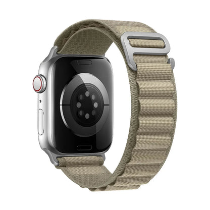 Bracelet nylon sportif Homyria — couleur Vert militaire, finition Argent