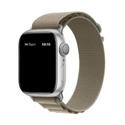 Bracelet nylon sportif Homyria — couleur Vert militaire, finition Argent