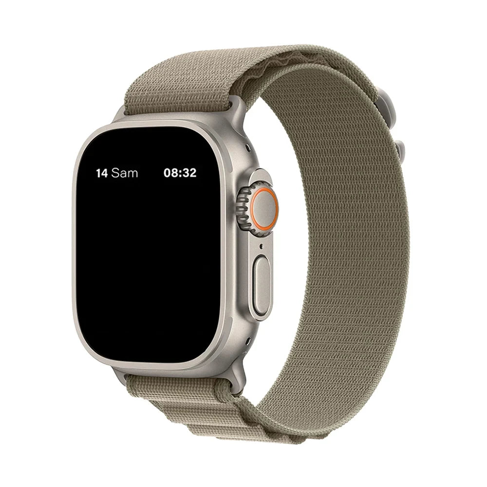 Bracelet nylon sportif Homyria — couleur Vert militaire, finition Titane