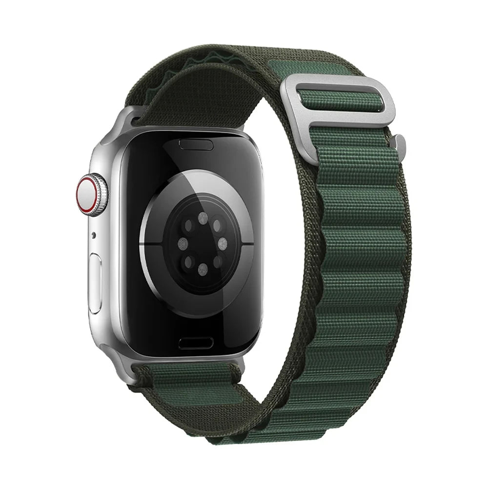 Bracelet nylon sportif Homyria — couleur Vert Sapin, finition Argent