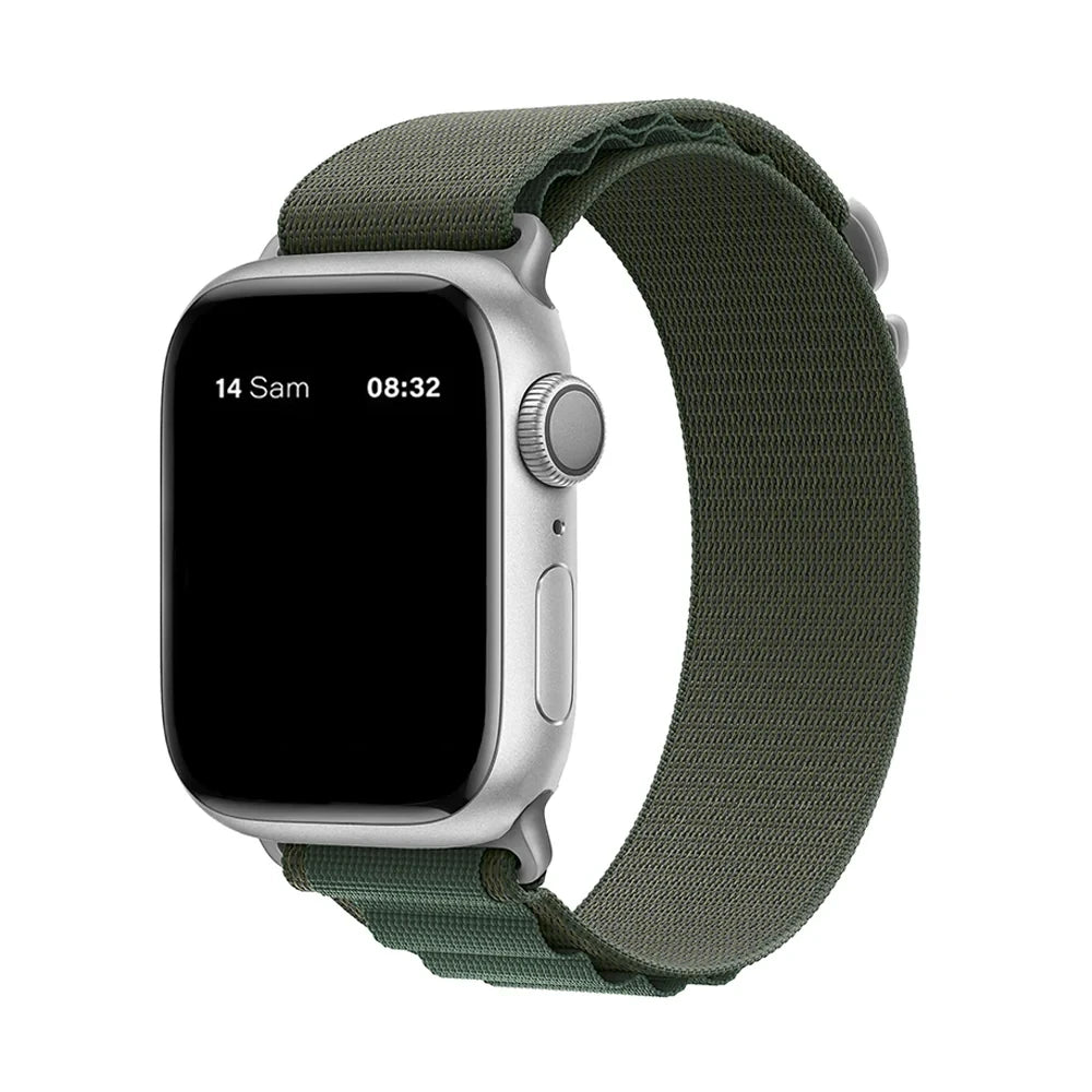 Bracelet nylon sportif Homyria — couleur Vert Sapin, finition Argent