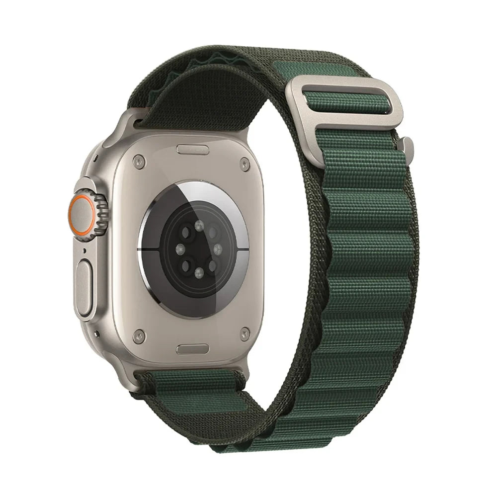 Bracelet nylon sportif Homyria — couleur Vert Sapin, finition Titane