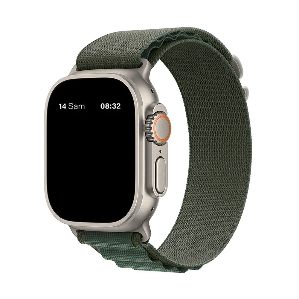Bracelet nylon sportif Homyria — couleur Vert Sapin, finition Titane