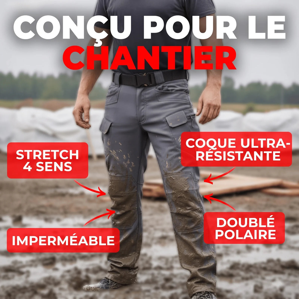 Pantalon de travail doublé polaire imperméable Homyria