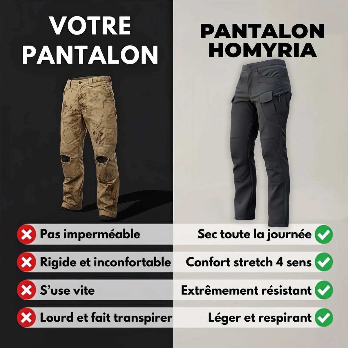 Pantalon de travail doublé polaire imperméable Homyria