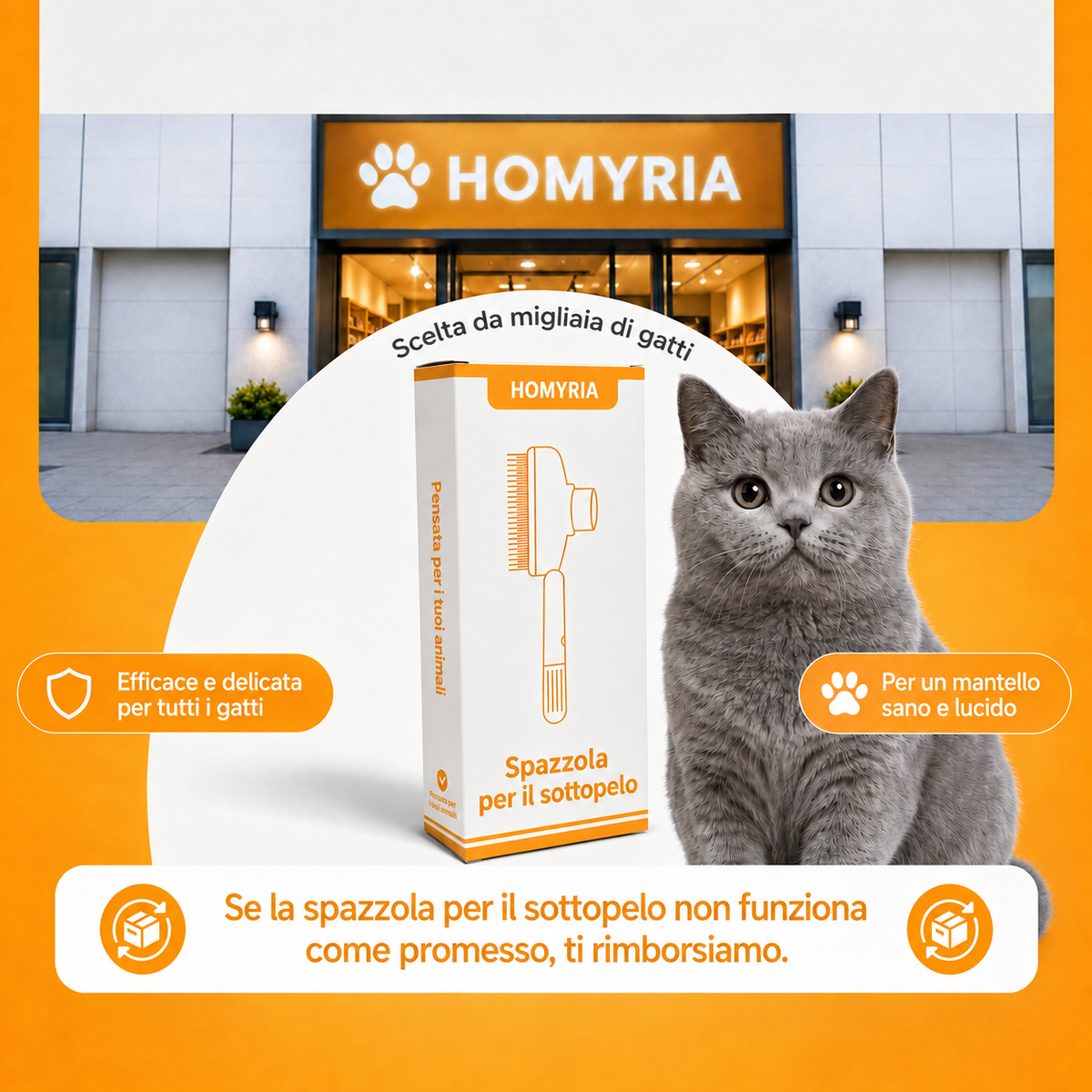Spazzola Homyria per il sottopelo dei gatti