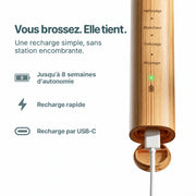 Recharge USB-C de la brosse sonique en bambou