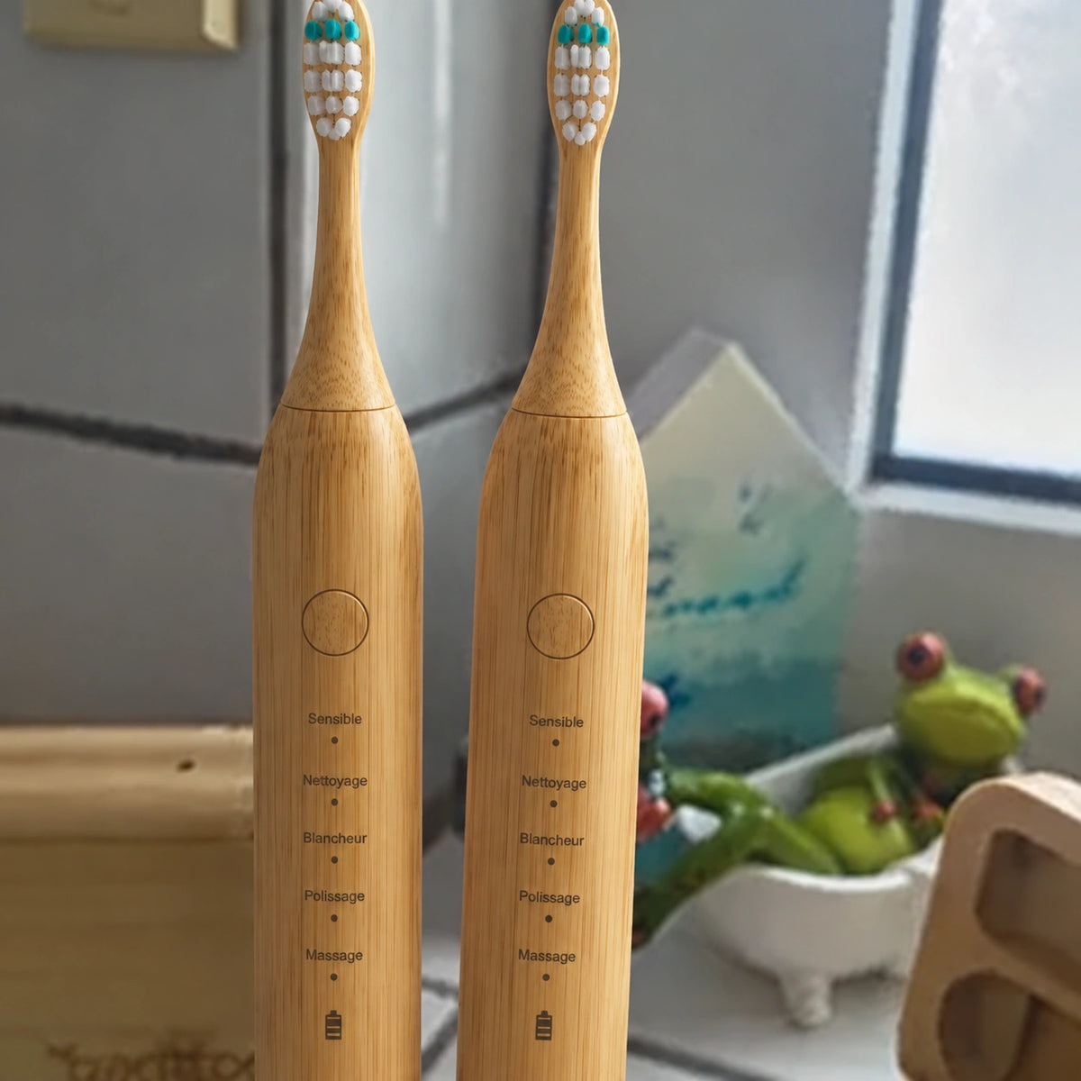 Deux brosses soniques en bambou