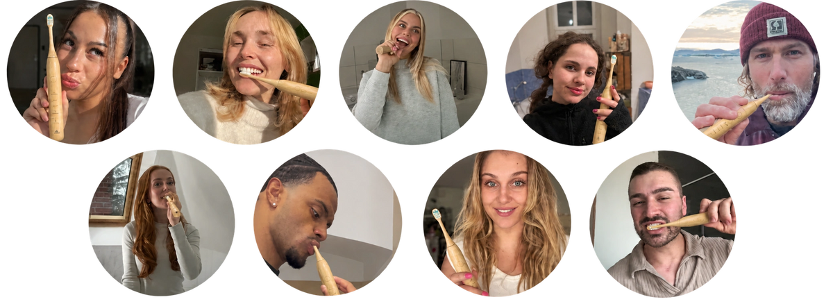 Collage di persone con spazzolini