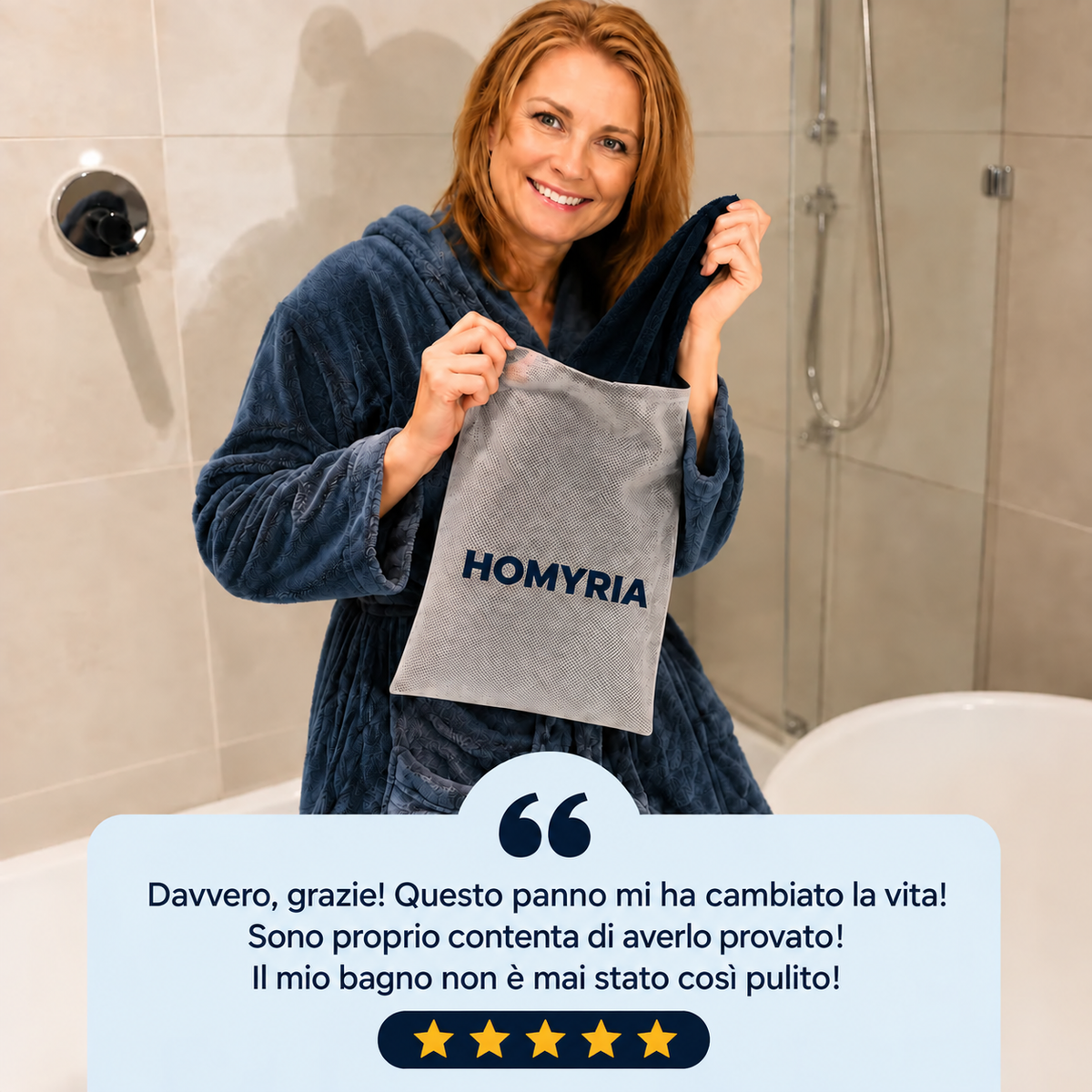Commento di una cliente sul panno Homyria con foto