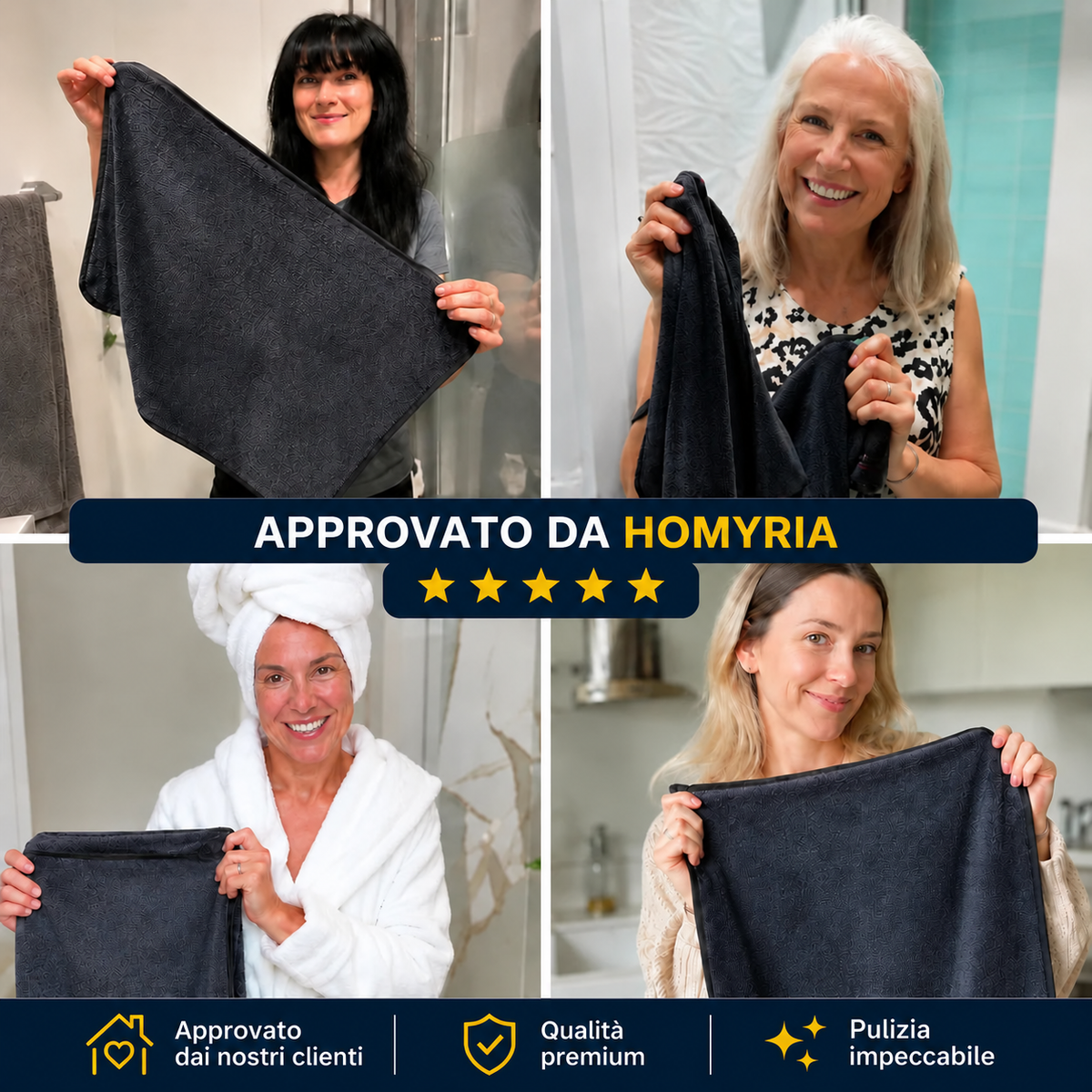 Quattro clienti con i panni Homyria