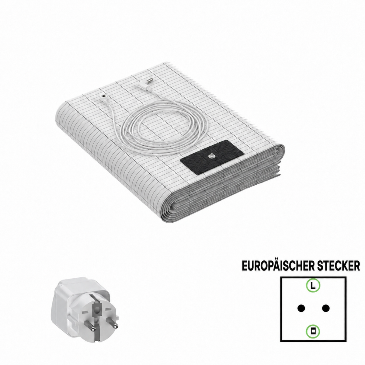 Homyria Erdungslaken mit Kabel und europäischem Adapter