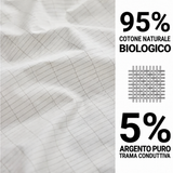 Tessuto in 95 % cotone biologico e 5 % argento