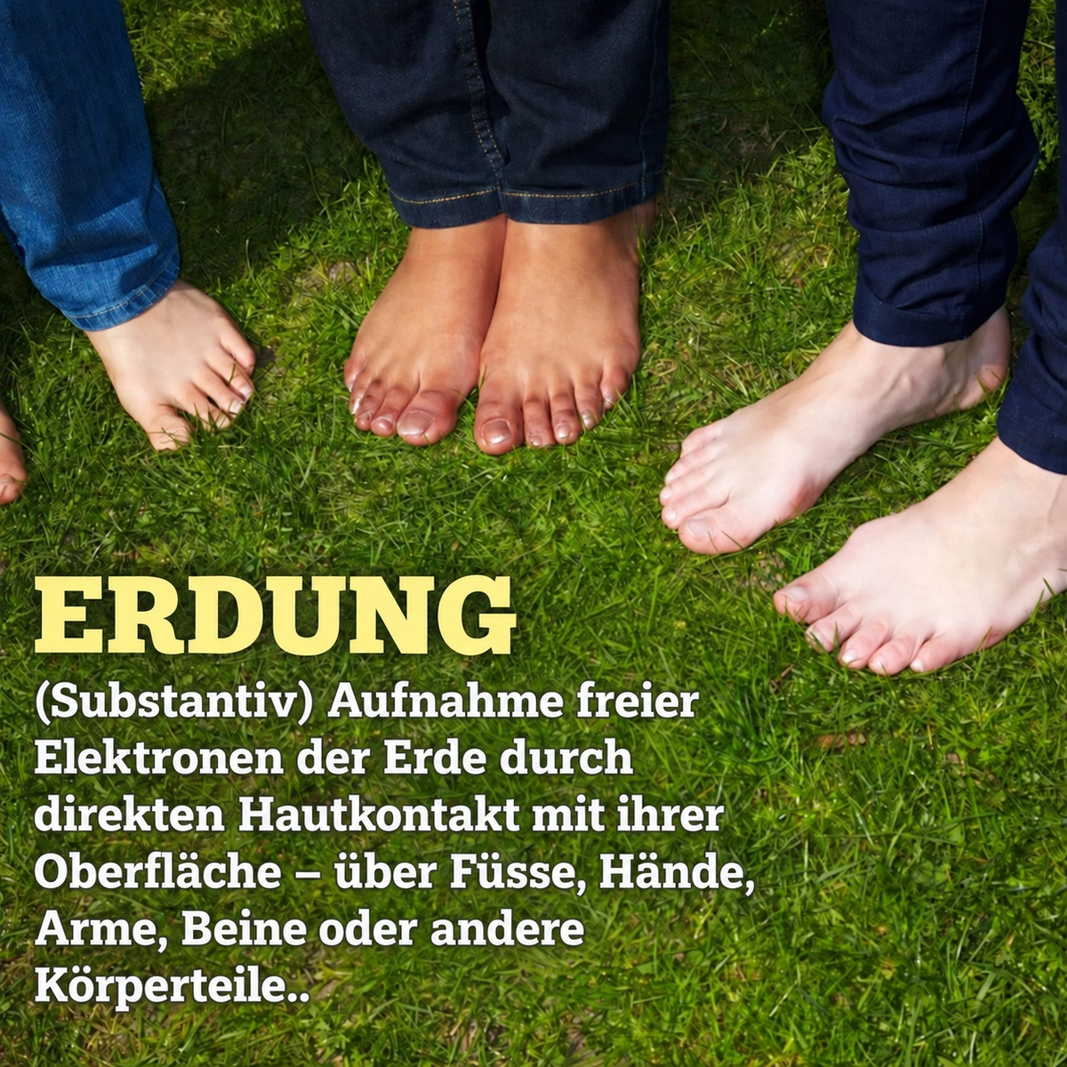 Barfüsse auf Gras – Erklärung der Erdung