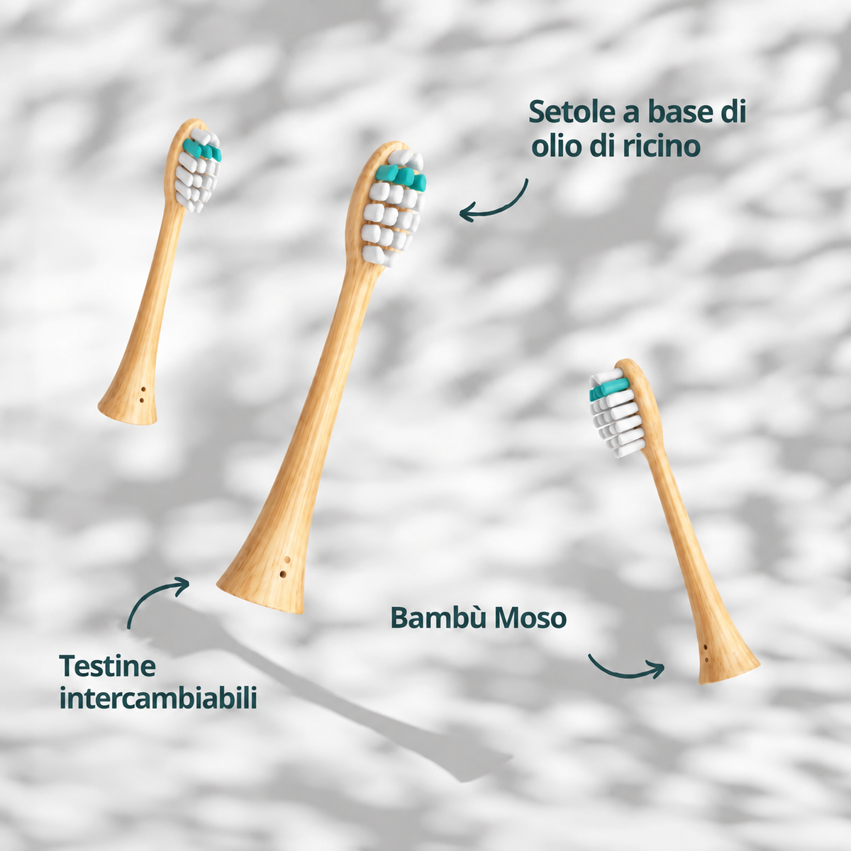 Testine intercambiabili in bambù con setole a base di olio di ricino