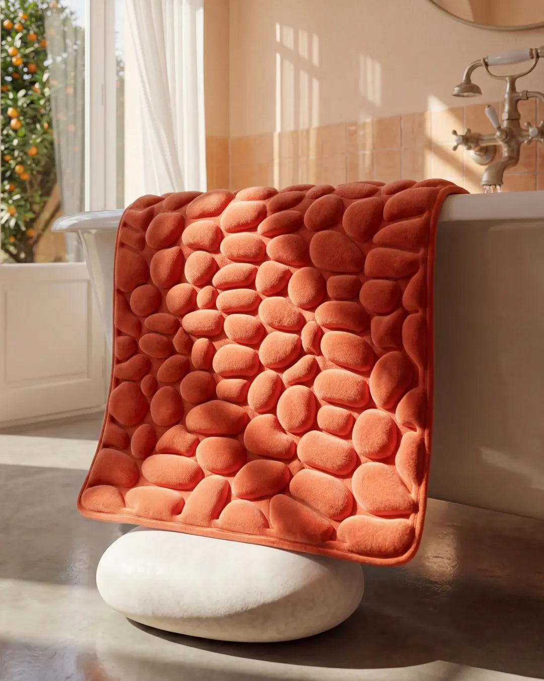 Tapis de bain galet Homyria — Orange Intense