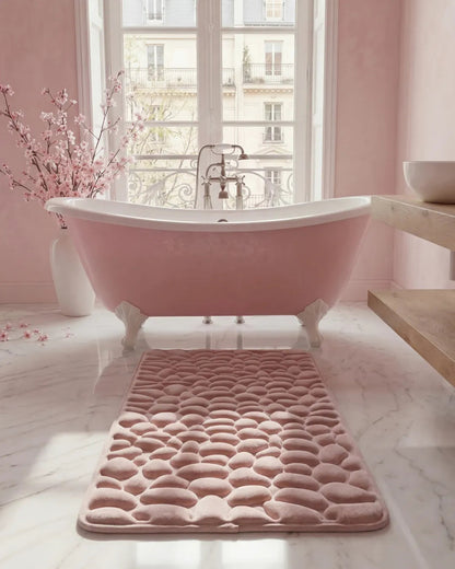 Tapis de bain galet Homyria — Rose Poudré