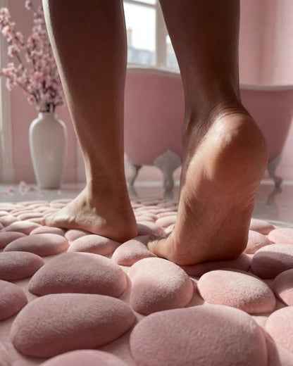 Tapis de bain galet Homyria — Rose Poudré
