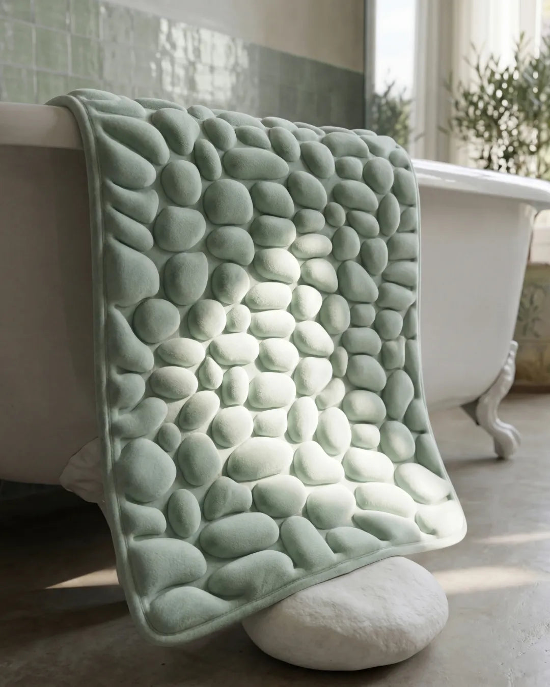 Tapis de bain galet Homyria — Vert Céladon